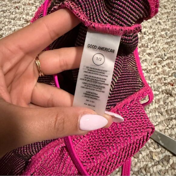 Good American Always Fits Sculpt One-Piece Swimsuit Fuchsia Pink- Size 1/2 (S/M) - Picture 8 of 10